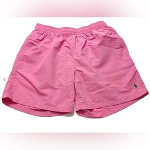 Men’s Ralph Lauren Polo Sport Pink Swim Trunks w/ Green Polo Emblem - L
